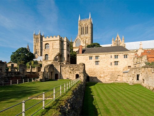 View of Medieval Bishops Palace in Lincoln